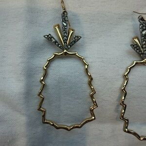 Alexis Bittar Gold Zigzag Hoop Drop Earrings with Crystal Accents